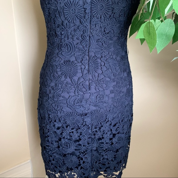 Lulus Love Poem Navy Blue Lace Mini Dress Sz S - Picture 10 of 13